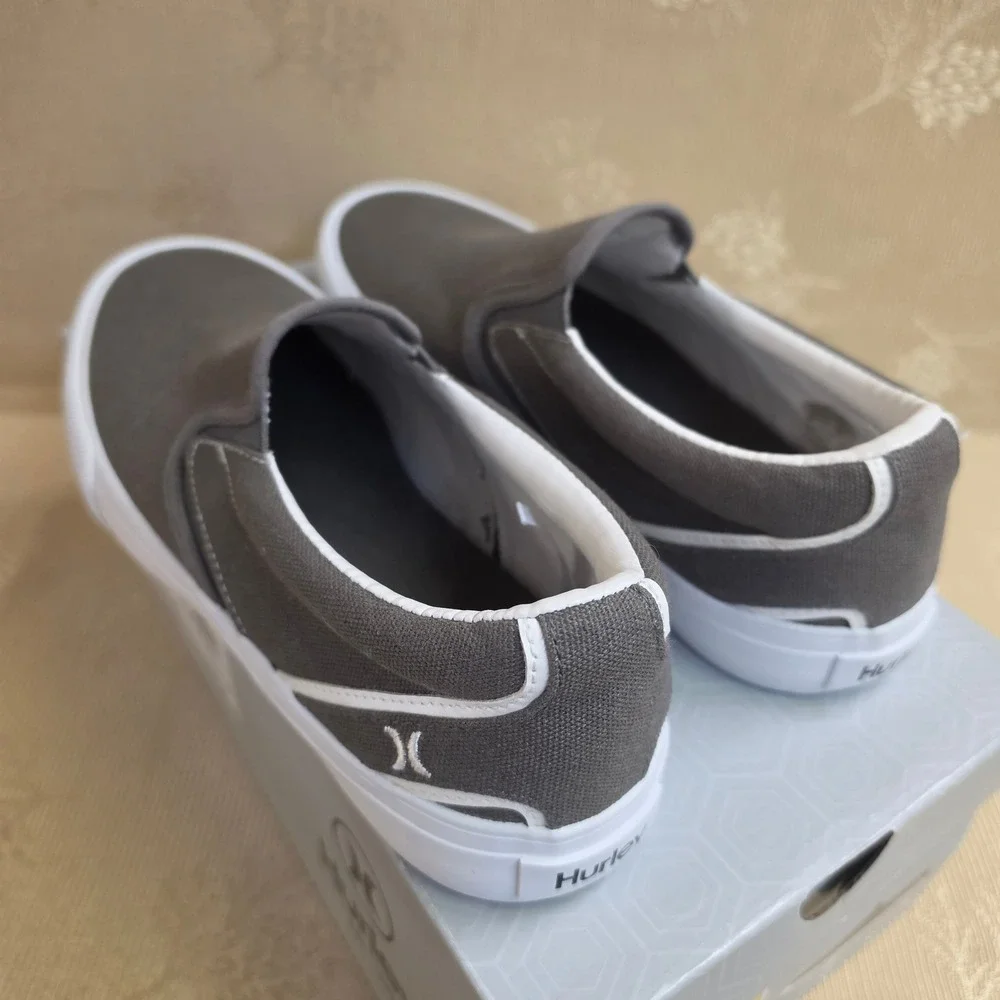 Hurley Arlo Slip Mens 8 Grey Canvas Low Top Casual Sneakers 1566106